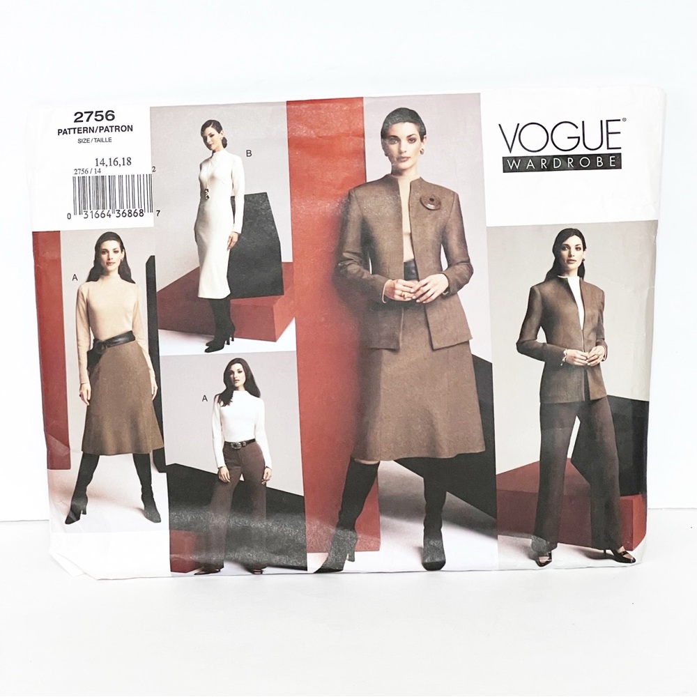 Vogue 2756 Sewing Pattern Misses Jacket Dress Skirt Pants Top (Sz 14–18, Uncut)